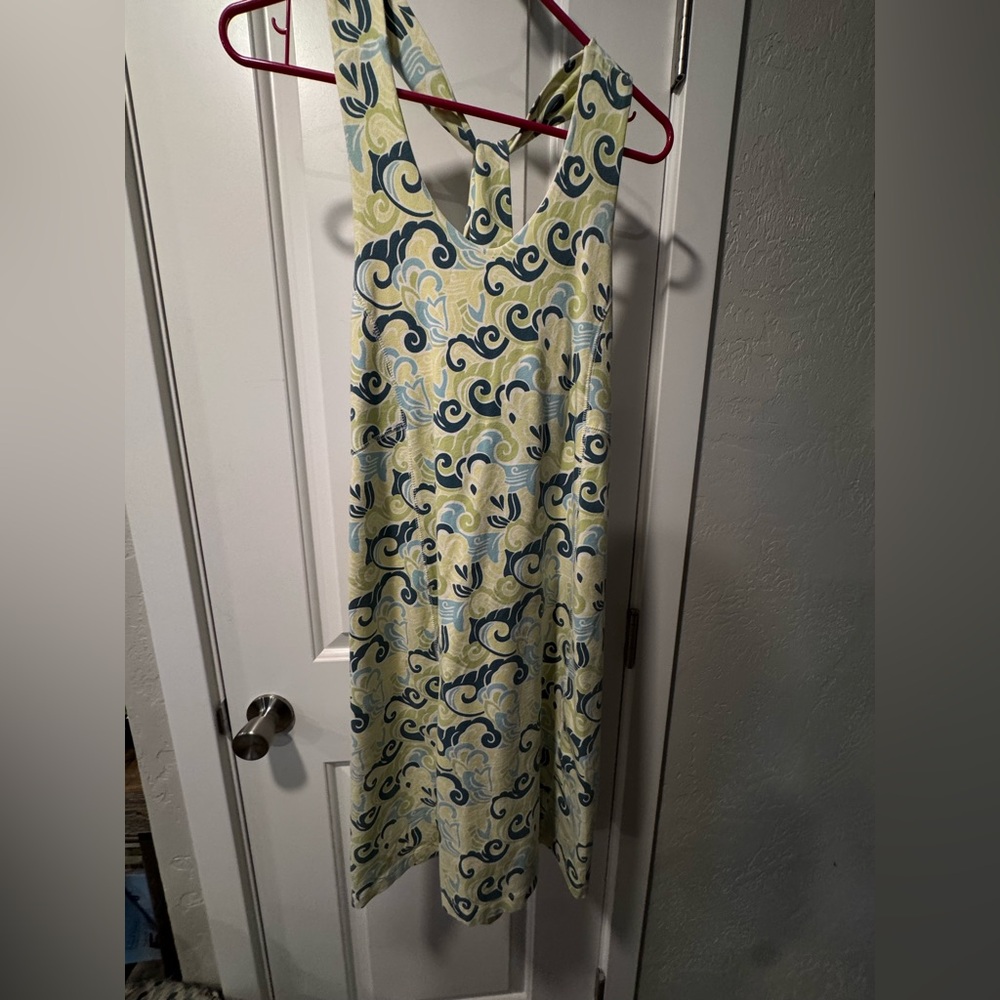 Title Nine Yellow and Blue Patterned Sleeveless Sun Dress